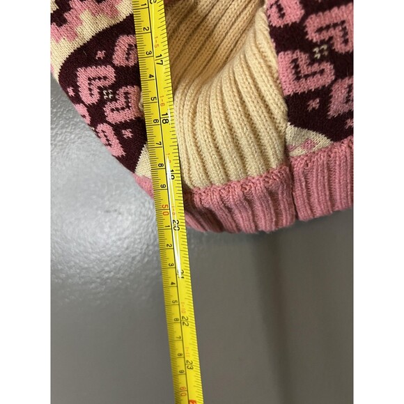 Blueberry Pet Dog Sweater Fair Isle Pink Cream Burgundy Knit Size 16 Acrylic - Picture 4 of 6